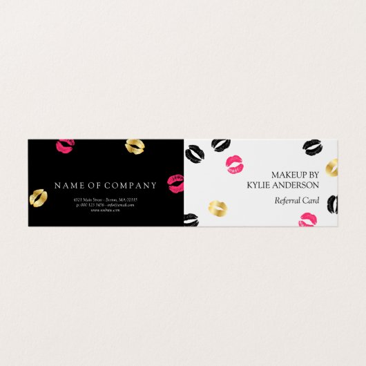 シックな口紅は化粧の紹介カードを示します 名刺 (外部フラット)