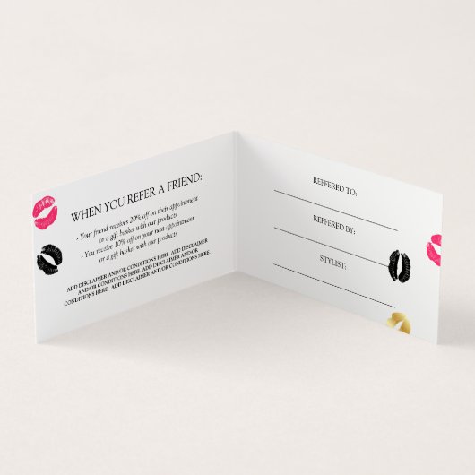 シックな口紅は化粧の紹介カードを示します 名刺 (内部)