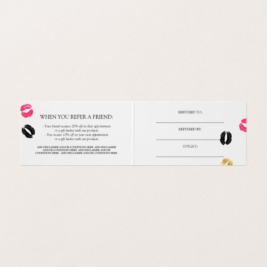 シックな口紅は化粧の紹介カードを示します 名刺 (内部フラット)