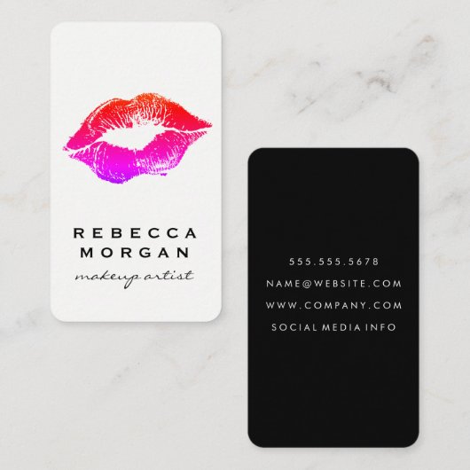 シックな口紅キス 名刺 (正面/裏面)