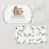 シックな可愛いウッドランド動物緑おむつラッフル エンクロージャーカード (正面/裏面)