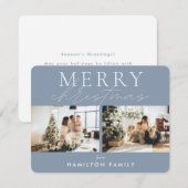 シックな台本の書道楽しいクリスマスツーフォト ノートカード (正面/裏面)