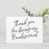 シックな台本「私の花嫁介添人になってくれてありがとう」 サンキューカード (スタンド正面)