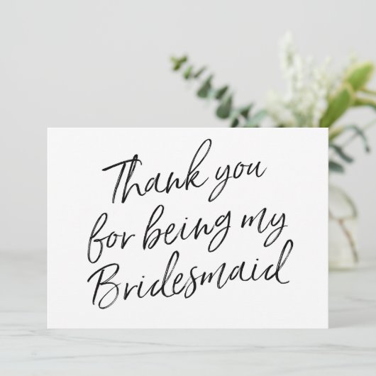 シックな台本「私の花嫁介添人になってくれてありがとう」 サンキューカード (スタンド正面)