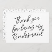 シックな台本「私の花嫁介添人になってくれてありがとう」 サンキューカード (正面/裏面)