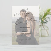 シックな名前スクリプト書の写真結婚の名前 招待状 (スタンド正面)