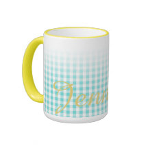 シックな名門私立校風のターキオワーズギンガムパターンモノグラム