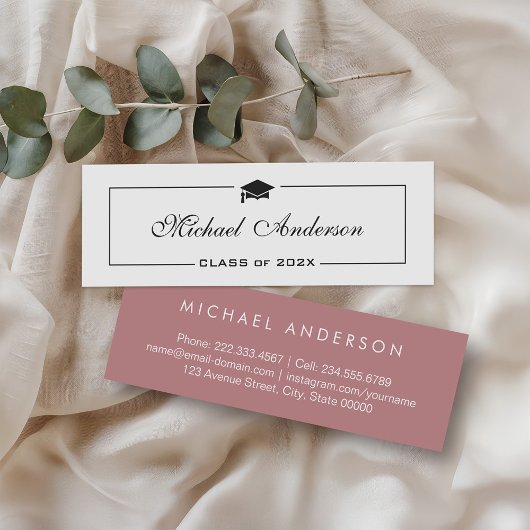 シックな埃っぽいバラとホワイト連絡卒業 コーリングカード