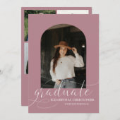 シックな埃っぽいバラアーチ5フォトコラージュ卒業 案内状 (正面/裏面)