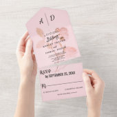 シックな埃っぽいバラフローラオールインワンウェディング招待 オールインワン招待状 (貼ってはがせる)