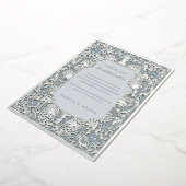 シックな埃っぽいブルーとシルバーフォイルありがとう 箔招待状 (回転した状態)