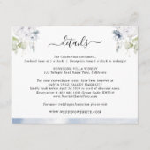 シックな埃っぽいブルーウォーター色、フローラ結婚の詳細 エンクロージャーカード (正面)