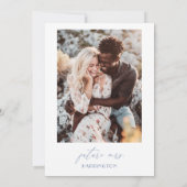 シックな埃っぽいブルータイイングザノットフォトブライダルシャワー 招待状 (裏面)