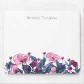 シックな埃っぽいブルーピンクの野生の花 マウスパッド (正面)