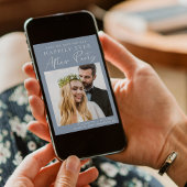 シックな埃っぽいブルーフォトウェディングレセプション セーブザデート