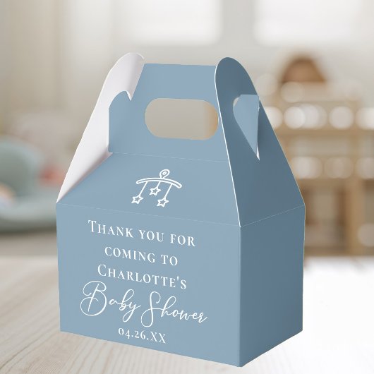 シックな埃っぽいブルーホワイトミニマリスト赤ちゃんシャワー フェイバーボックス