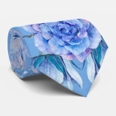 シックな埃っぽいブルー赤面ウォーターカラーバラ結婚ズ ネクタイ (ロール)
