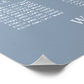 シックな埃っぽいブルー12テーブ結婚ルのシーティングチャート ポスター (角)