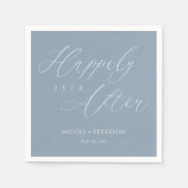 シックな埃っぽいブルー&ホワイトの後に幸せ結婚に スタンダードカクテルナプキン (正面)