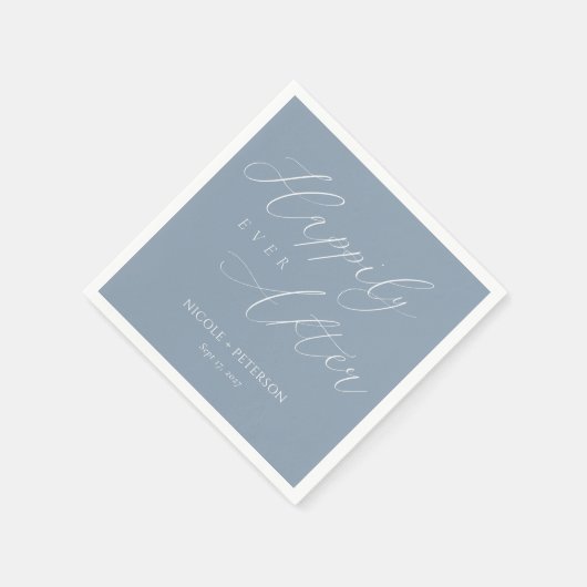 シックな埃っぽいブルー&ホワイトの後に幸せ結婚に スタンダードカクテルナプキン (角)