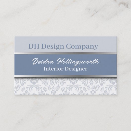 シックな埃っぽいブルー 名刺 (正面)