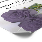 シックな埃っぽい紫のバラギフト&カー結婚ドのサイン ポスター (角)