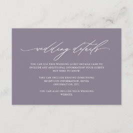 シックな埃っぽい紫の詳細と書道 エンクロージャーカード