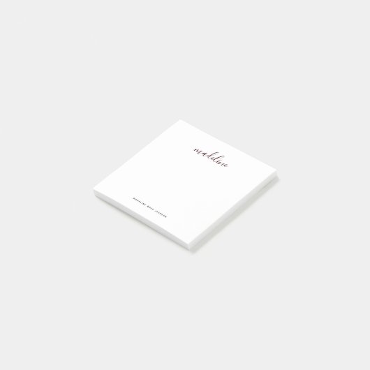 シックな埃っぽい赤面ピンクと黒い書道名 ポストイット (アングル)