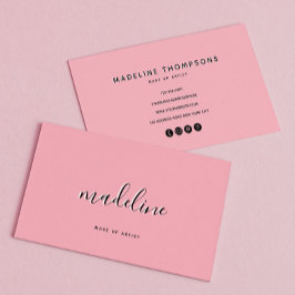 シックな埃っぽい赤面ピンクと黒い書道名 名刺