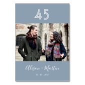 シックな埃っぽい青と白の手でレタ結婚ー テーブルナンバー (裏面)