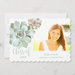 シックな多肉質の卒業写真の発表 案内状