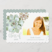 シックな多肉質の卒業写真の発表 案内状 (正面/裏面)