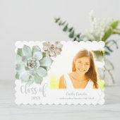 シックな多肉質の卒業写真の発表 案内状 (スタンド正面)