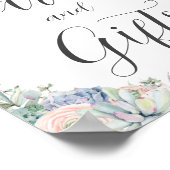 シックな多肉赤面フローラウェディングカードギフト ポスター (角)