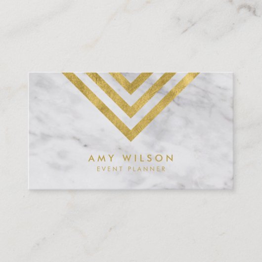 シックな大理石とフェイク金ゴールド幾何学模様 名刺 (正面)