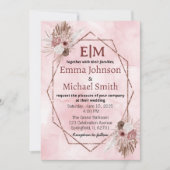 シックな大理石とフローラ招待状 招待状 (正面)