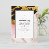 シックな大理石とホイルの幾何学的バチェロレッテ 招待状 (スタンド正面)