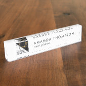 シックな大理石とホイルの幾何学的 デスクネームプレート (側面)