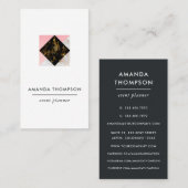 シックな大理石とホイルの幾何学的 名刺 (正面/裏面)