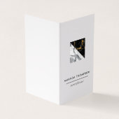 シックな大理石とホイルの幾何学的 名刺 (外部)