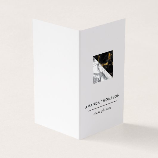 シックな大理石とホイルの幾何学的 名刺 (外部)