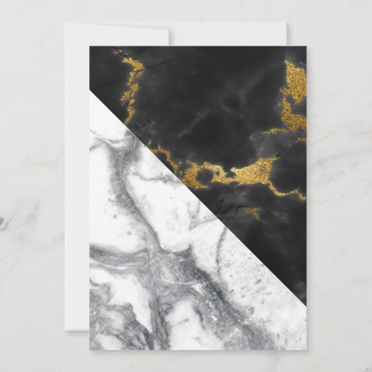 シックな大理石とホイル幾何学的モノグラム結婚ズ 招待状 (裏面)