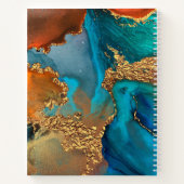 シックな大理石の水のカラーグラム金ゴールドターコイズオレンジ ノートブック (裏面)