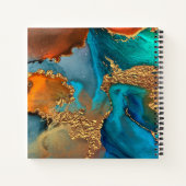 シックな大理石の水のカラーグラム金ゴールドターコイズスクエア ノートブック (裏面)