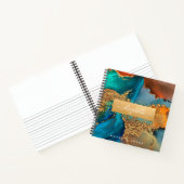 シックな大理石の水のカラーグラム金ゴールドターコイズスクエア ノートブック (内部)