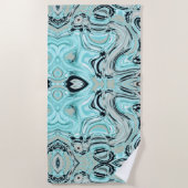 シックな大理石の渦巻きミントアクアブルーの水リップル ビーチタオル (正面)