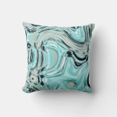 シックな大理石の渦巻きミント海海の青い波 クッション (正面)