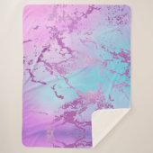 シックな大理石 | きらびやかなグレームバイオレットパープルブルーグラデーションー シェルパブランケット (正面)
