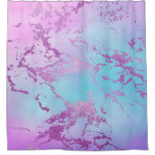 シックな大理石 | きらびやかなグレームバイオレットパープルブルーグラデーションー シャワーカーテン (正面)