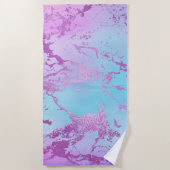 シックな大理石 | きらびやかなグレームバイオレットパープルブルーグラデーションー ビーチタオル (正面)